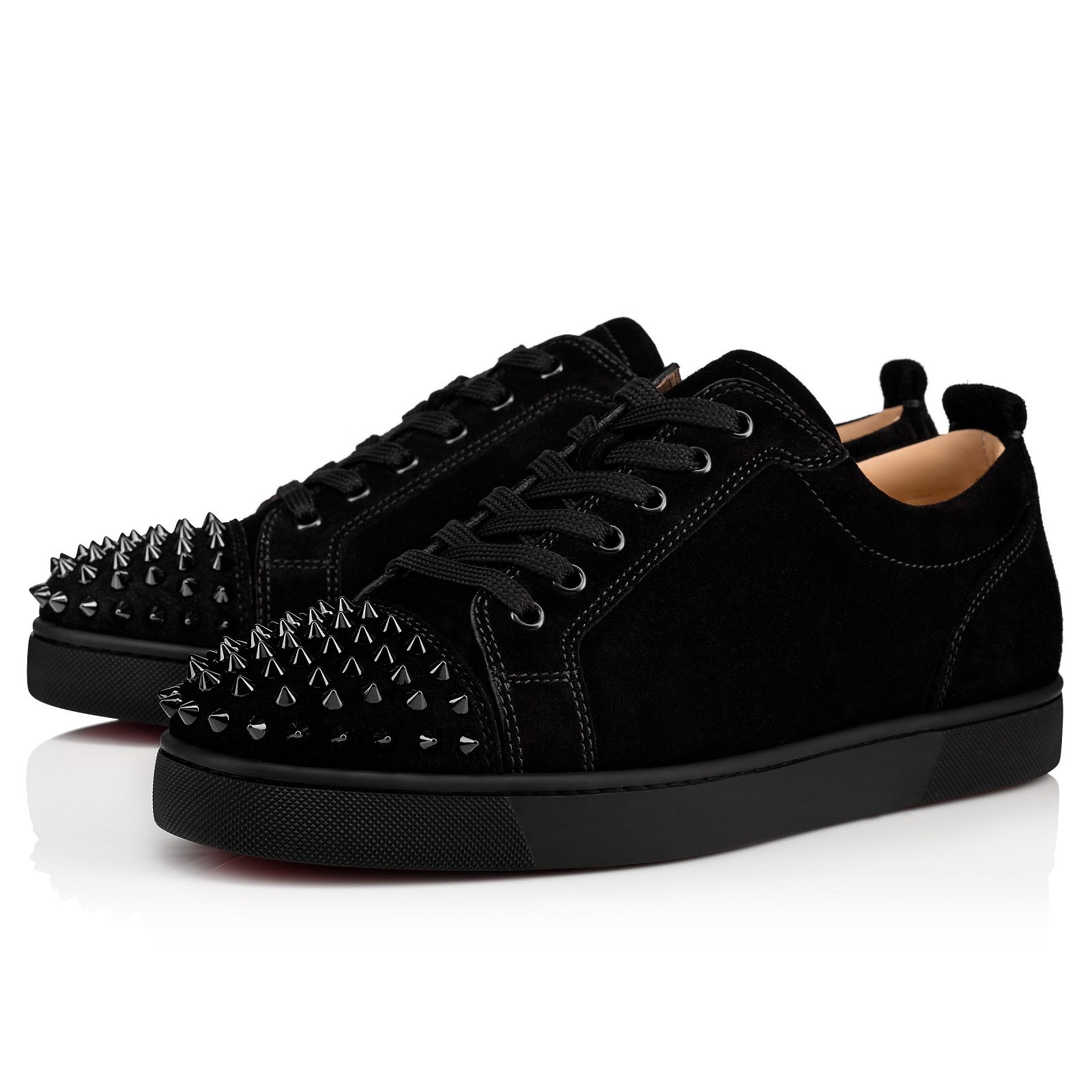 Louis Junior Spikes Black Veau velours Men Shoes Christian Louboutin