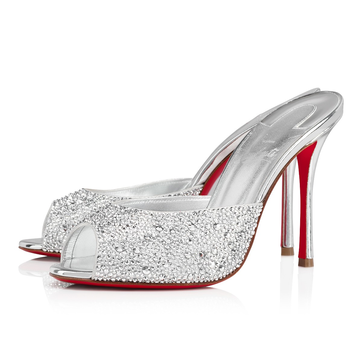 Me Dolly Strass 100 Silver Suede Women Shoes Christian Louboutin