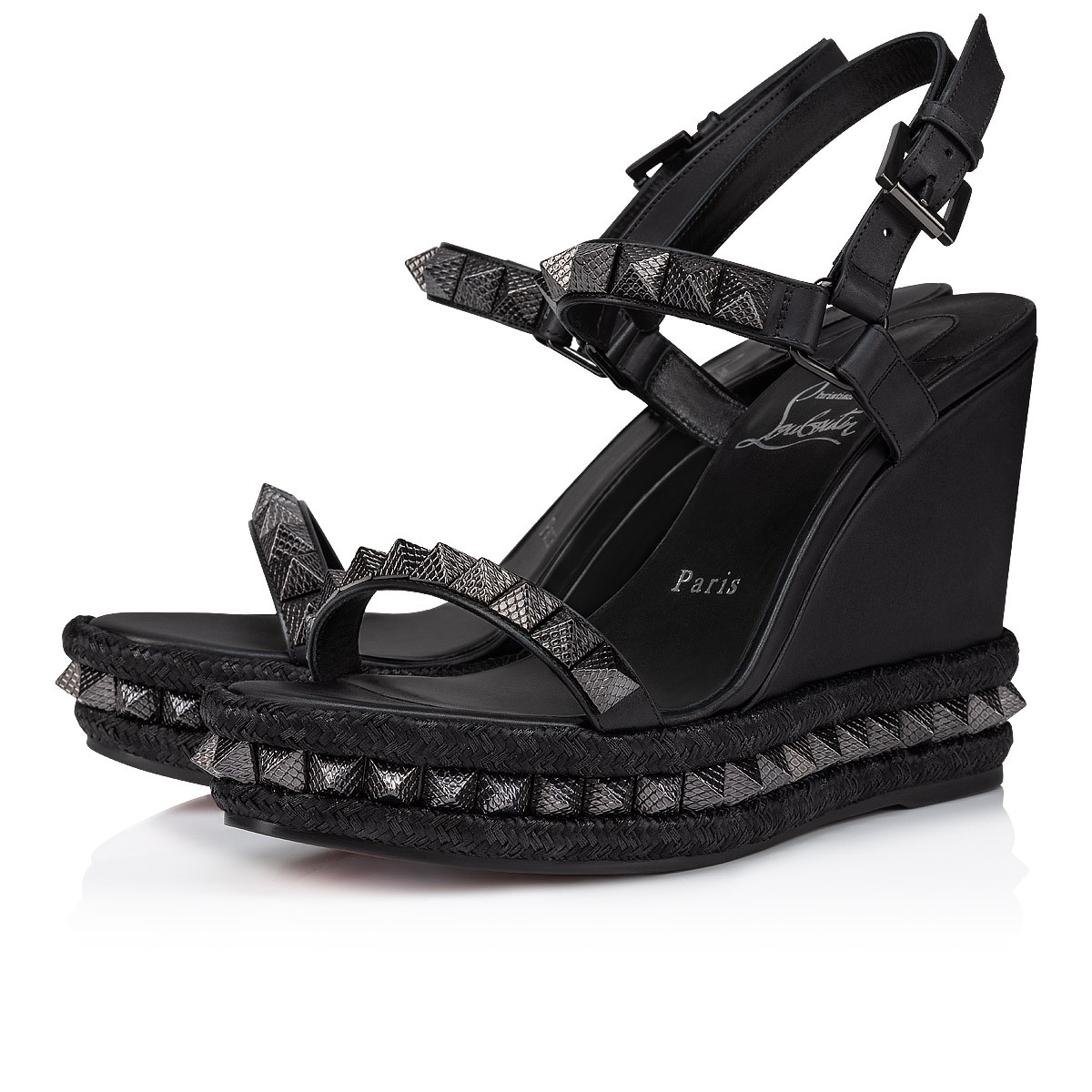 Pyraclou 110 Black Leather - Women Shoes - Christian Louboutin