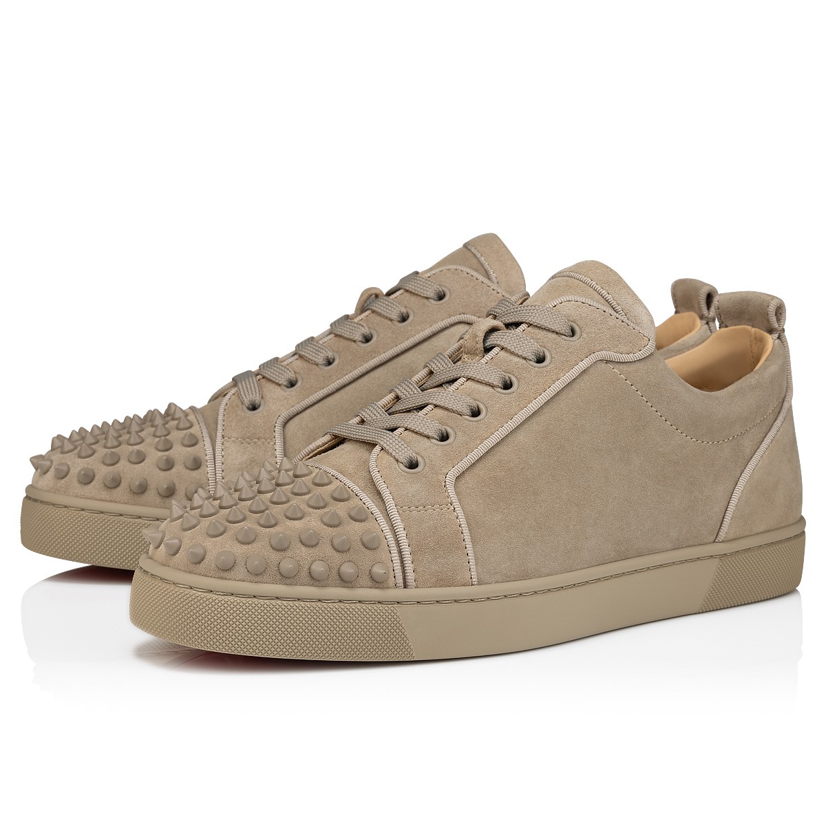 Louis Junior Spikes Beige Veau velours Men Shoes Christian Louboutin