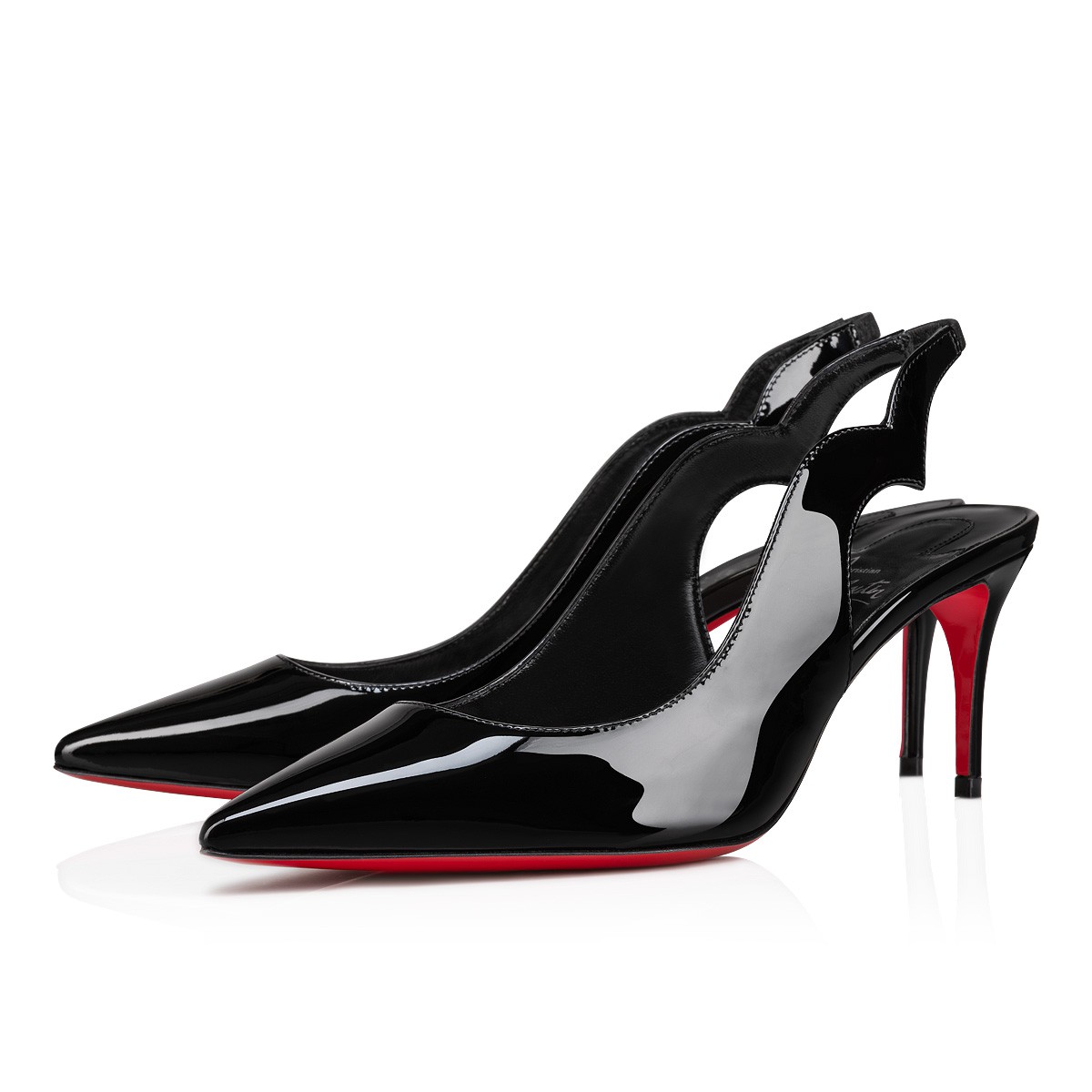 Hot Chick Sling 70 Black Patent leather Women Shoes Christian Louboutin
