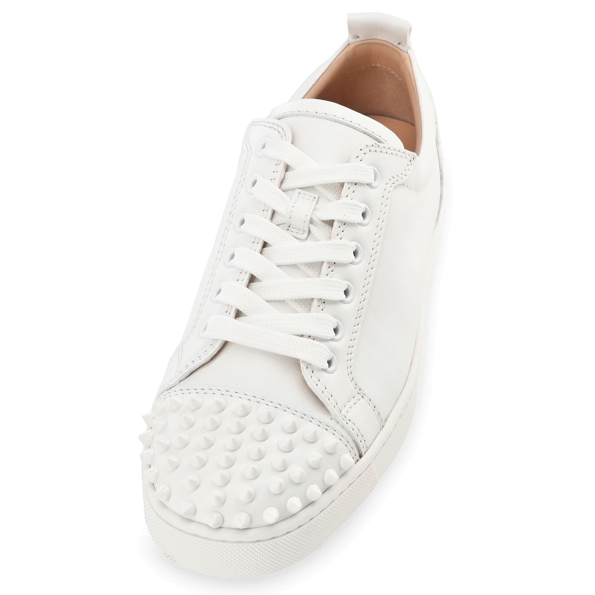 Louis Junior Spikes White Calf Men Shoes Christian Louboutin