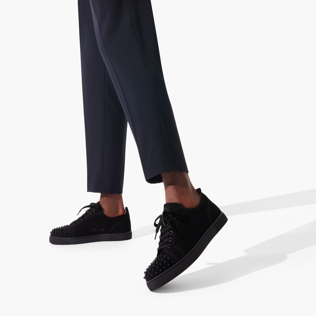 Louis Junior Spikes Black Veau velours Men Shoes Christian Louboutin