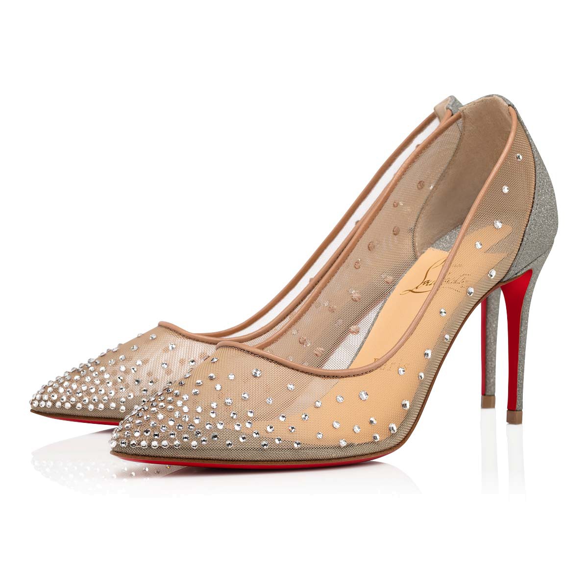 Follies Strass 85 Silver Fishnet - Women Shoes - Christian Louboutin