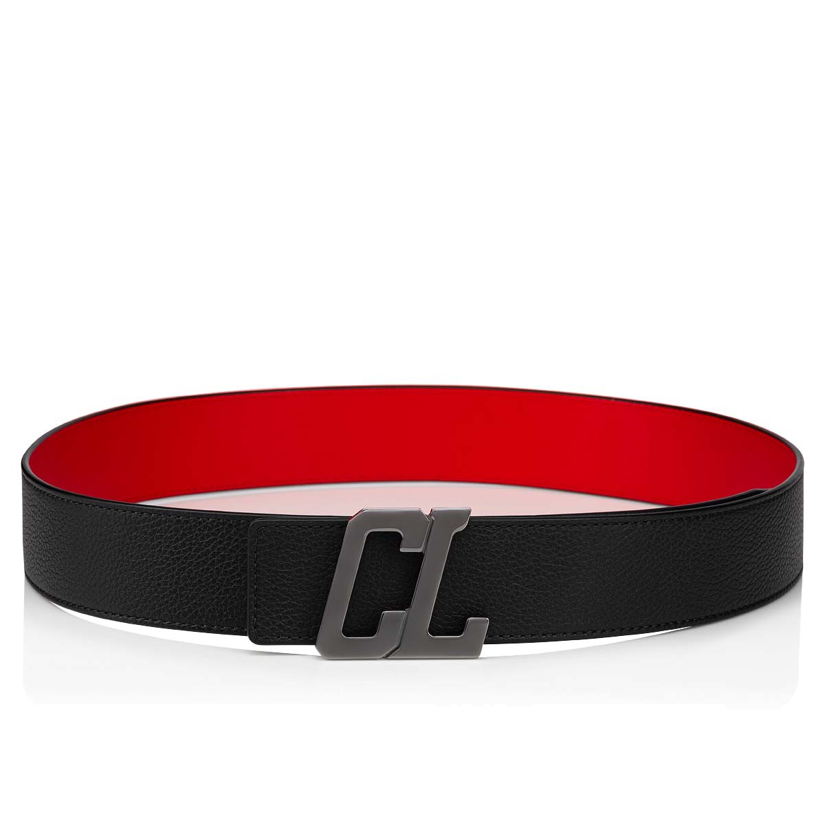 Happy Rui CL Logo Black Calf leather Men Belts Christian Louboutin