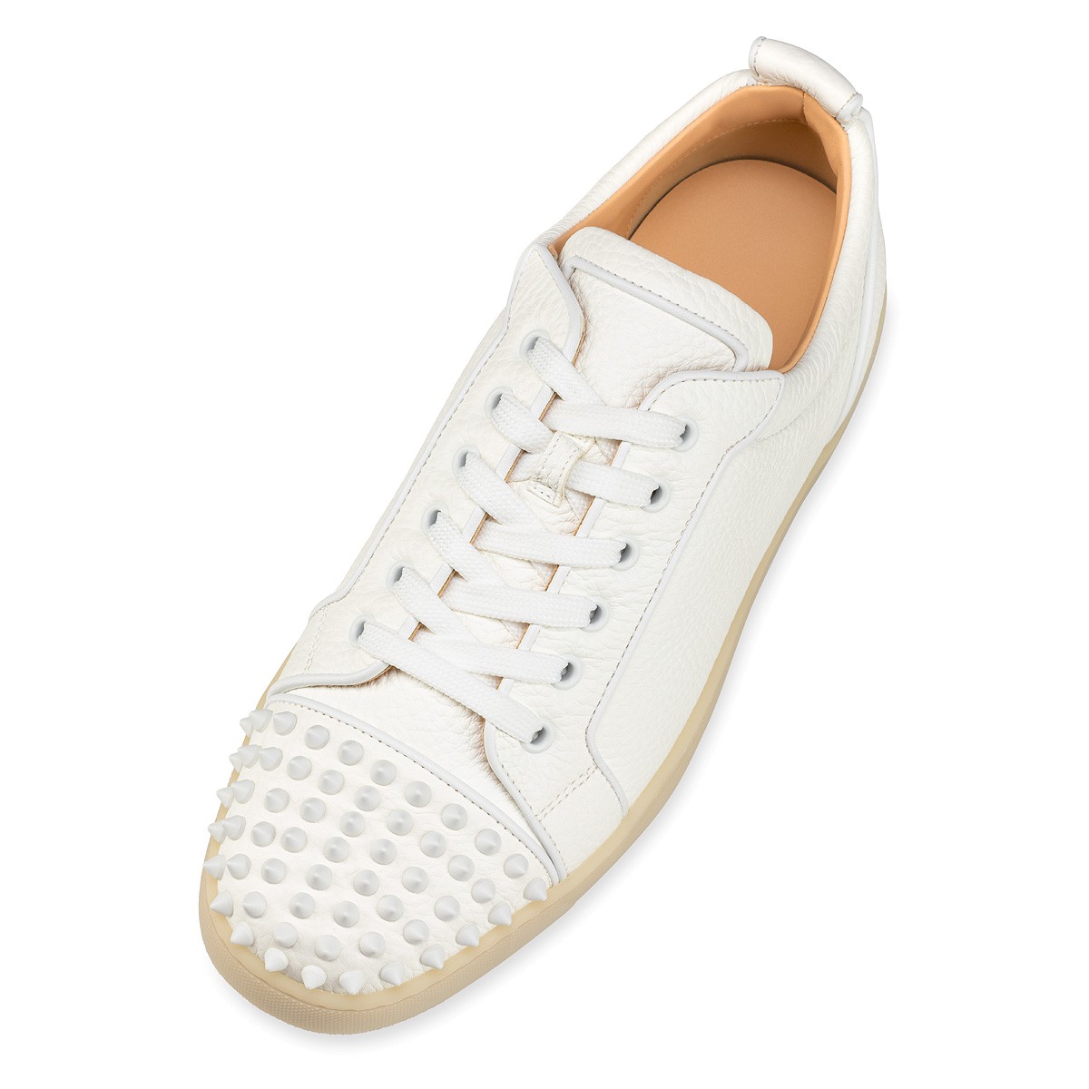Christian Louboutin white Louis Junior Spikes Calfskin Sneakers