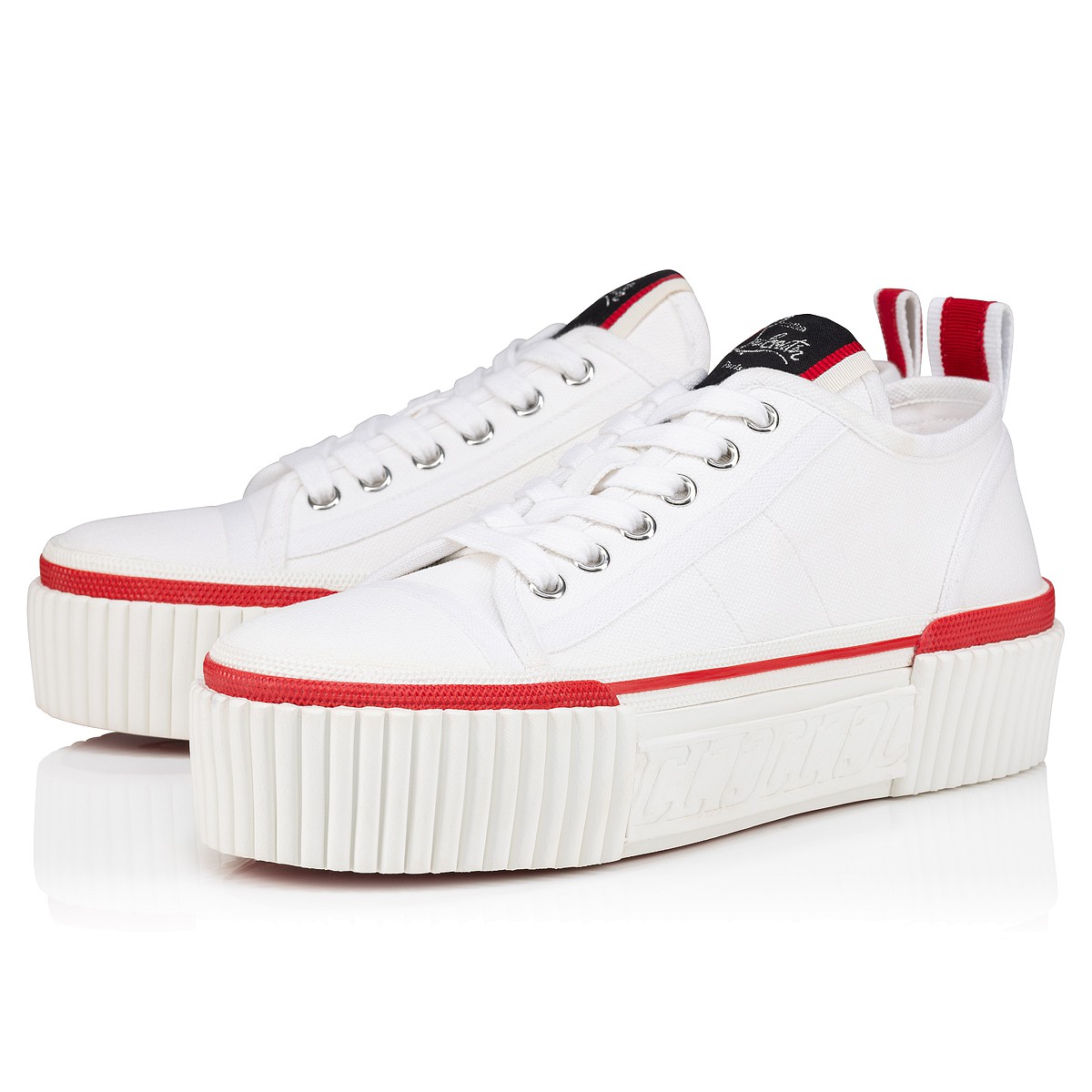 Super Pedro 40 White Cotton Women Shoes Christian Louboutin