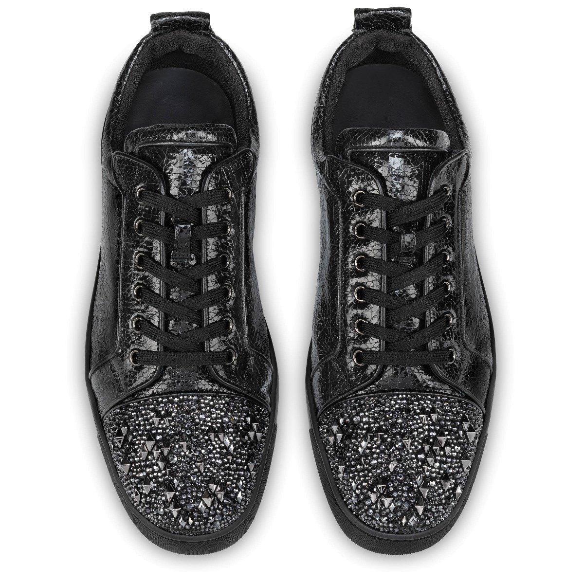Louis Junior P Strass Eternity Black Metallic suede and spikes Men Shoes Christian Louboutin