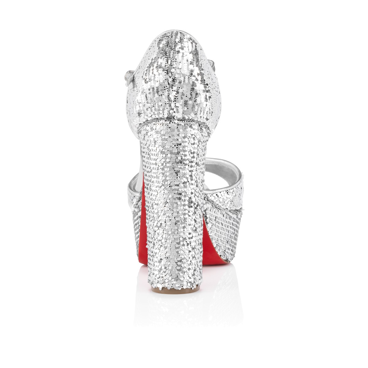 Sandaloo Mini Paillettes 130 Version Silver Crepe satin and sequins Women Shoes Christian Louboutin