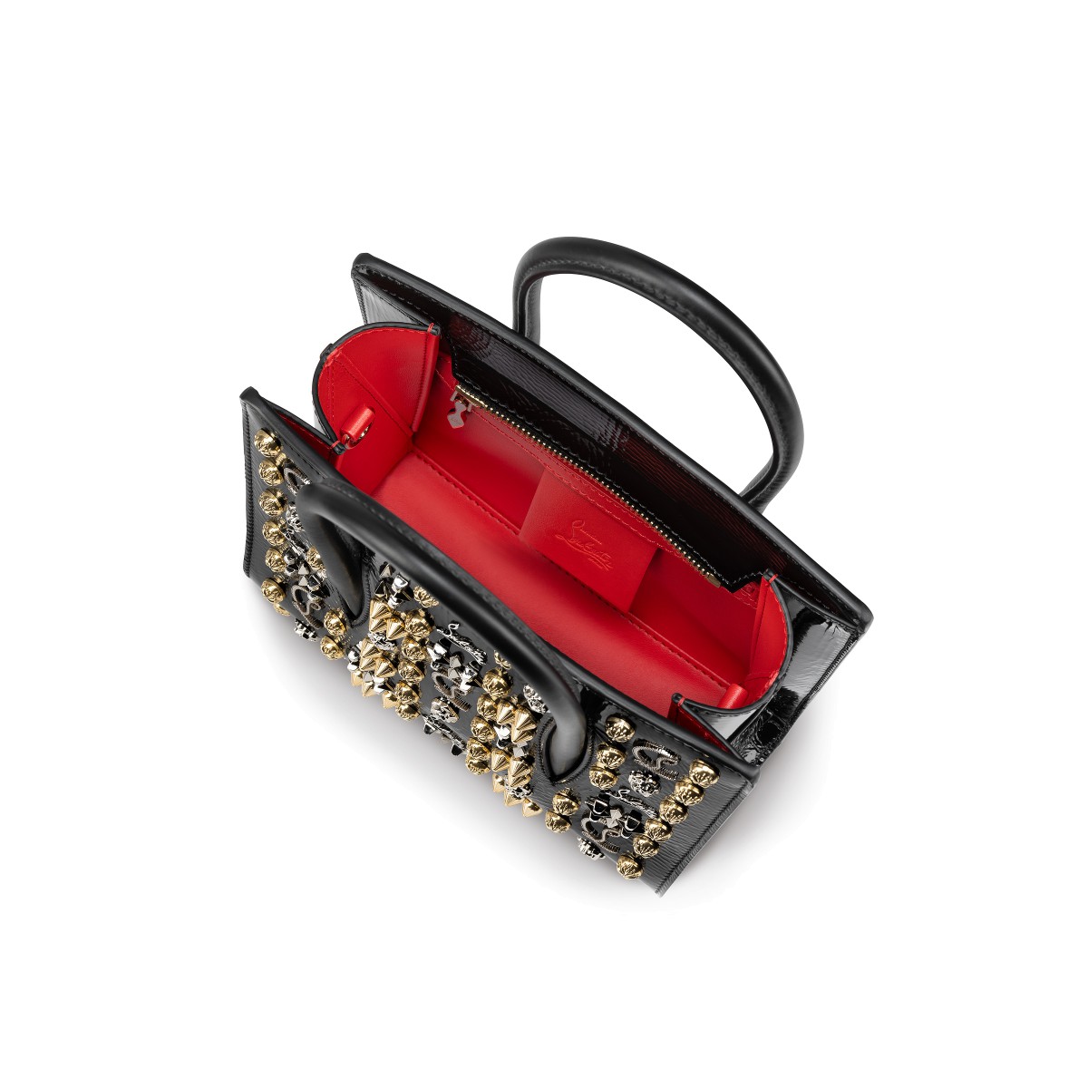 Paloma Mini Black Vog patent leather and spikes La Belle Handbags Christian Louboutin