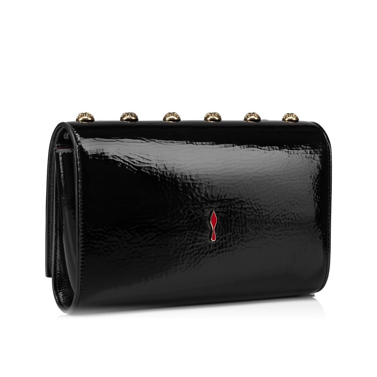 Paloma Clutch Black Vog patent leather and spikes La Belle Handbags Christian Louboutin