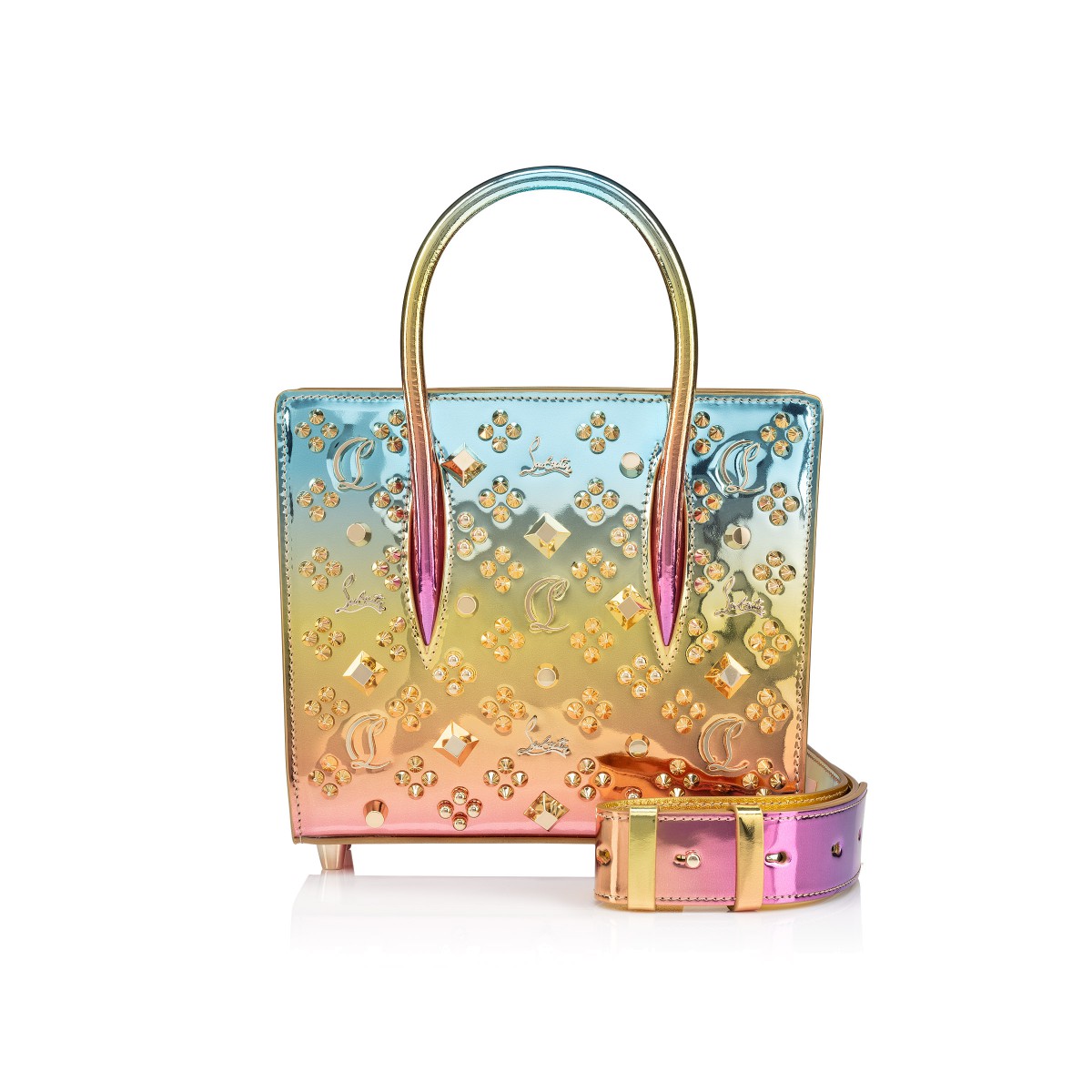 Paloma Mini Multicolor Boreal specchio leather and spikes Loubinthesky Handbags Christian Louboutin