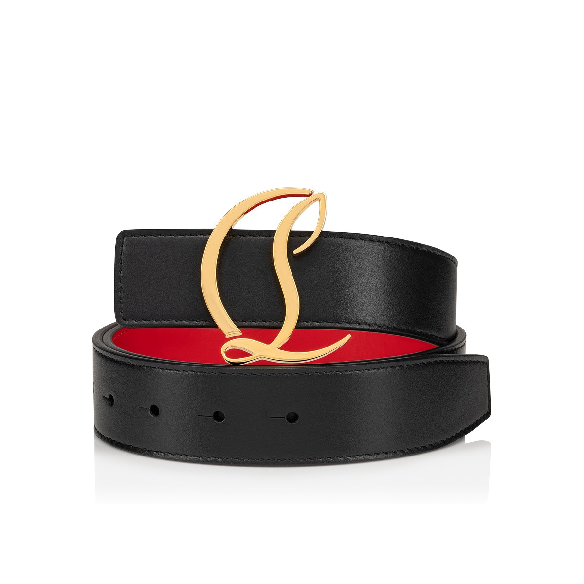 CL Logo belt Black Calf leather Women Belts Christian Louboutin