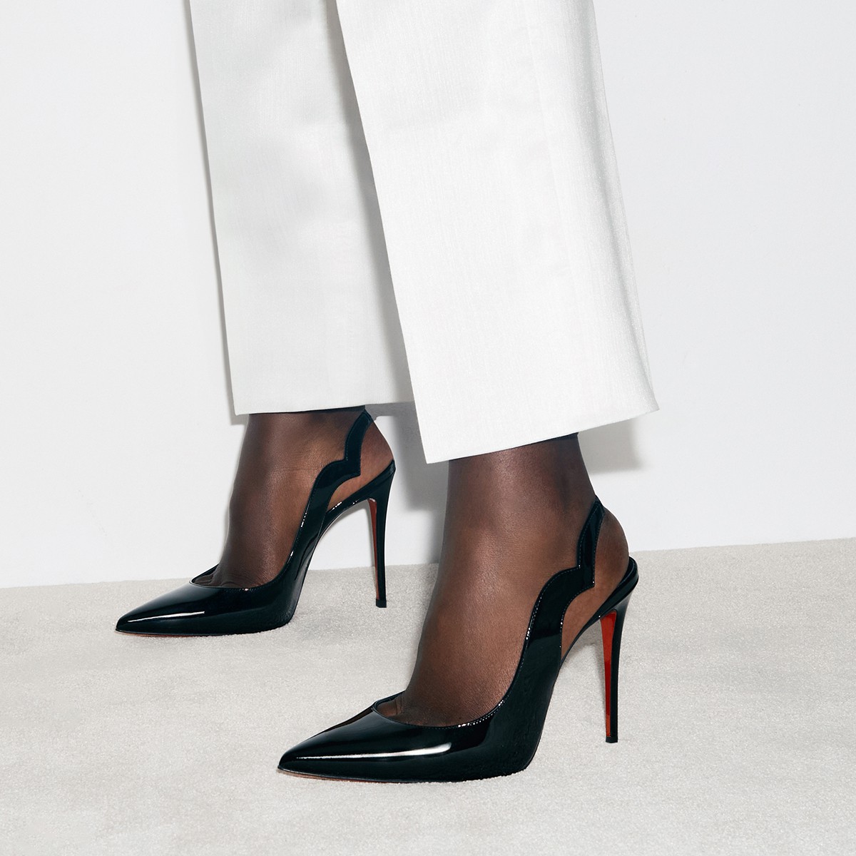 Hot Chick Sling 100 Black Patent calf leather - Women Shoes - Christian  Louboutin