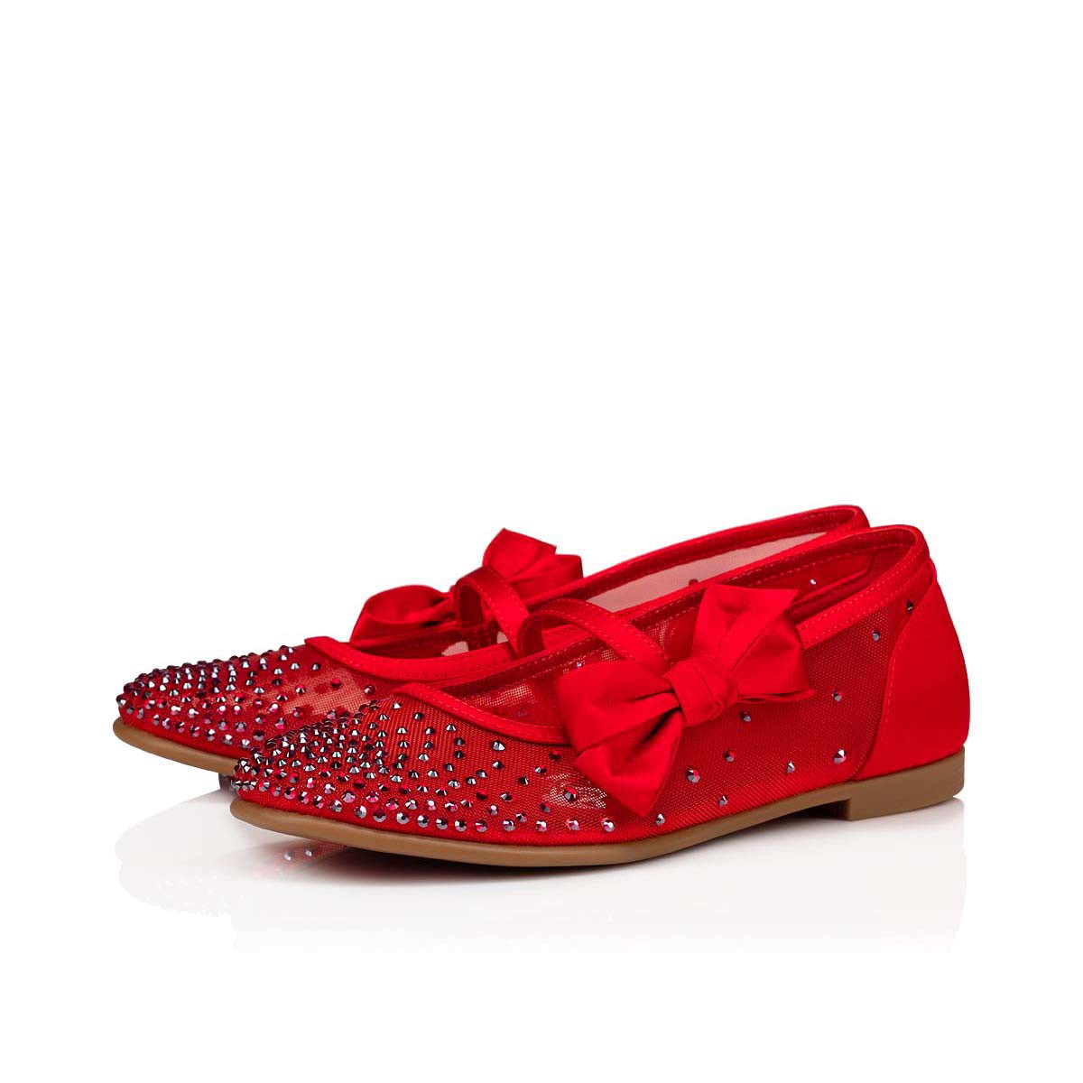 Melodie Strass Red Mesh - Unisex Kid Shoes - Christian Louboutin