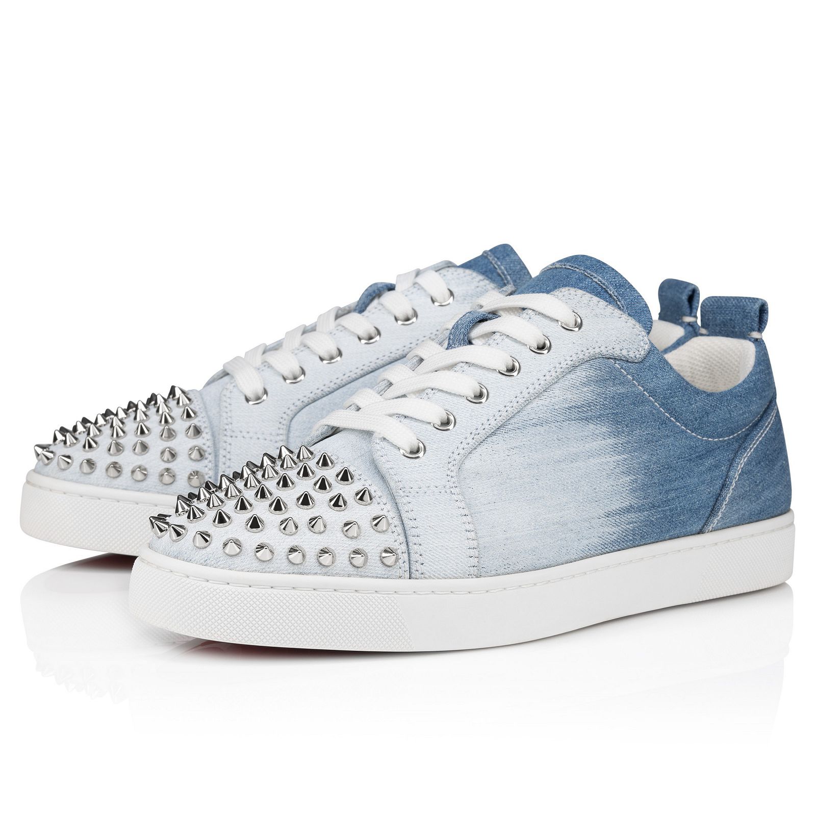 Louis Junior Spikes Denim Cotton Men Shoes Christian Louboutin